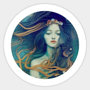 Aquatic Mermaids, Abstract Girl painting,  pretty woman Sticker